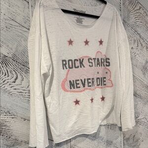 Recycled Karma White and Pink Graphic Top